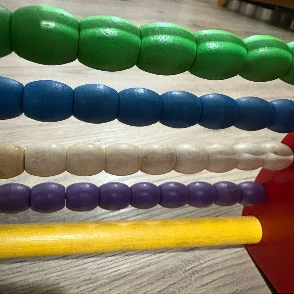 Vintage PLAYSKOOL Abacus Wooden Bead Counting Math Toy Rainbow 60’s-70’s